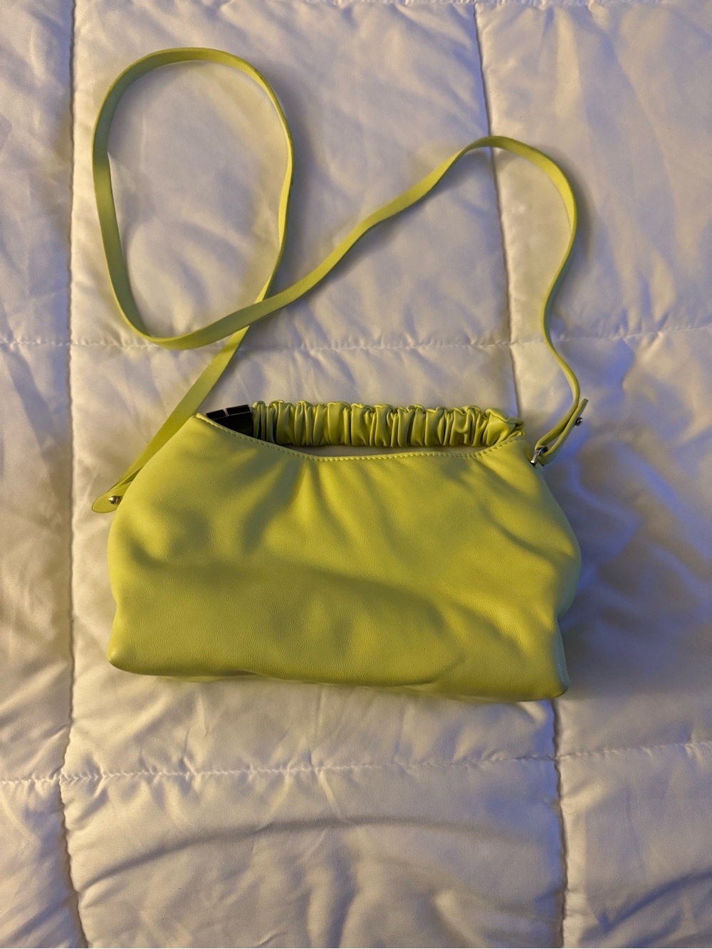 Neon Green Ruched Top Crossbody Bag - Women